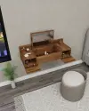 Bertus Wall Mounted Makeup Vanity Table with Mirror - Light Walnut