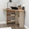 Corner Computer Desk with Shelves - Atlantic Pine & Beige