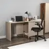 Akser Desk - Beige & Light Walnut