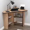 Corner Computer Desk with Shelves - Atlantic Pine With Black Band