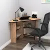 Corner Computer Desk with Shelves - Atlantic Pine With Black Band