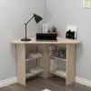 Corner Computer Desk with Shelves - Beige