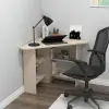 Corner Computer Desk with Shelves - Beige