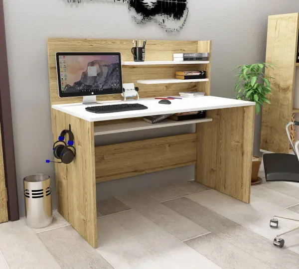 Genesis Desk - Sapphire Oak & White