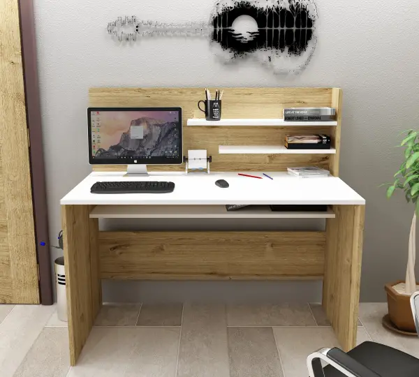 Genesis Desk - Sapphire Oak & White
