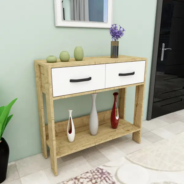 Candy Dresser, Console Table - Sapphire Oak & White