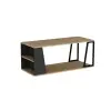 Lissa Coffee Table with Iron Legs and Shelves - Sapphire Oak & Anthracite
