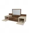 Bertus Wall Mounted Makeup Vanity Table with Mirror - Light Walnut & Beige