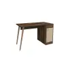 Noya Wooden Leg Desk - Light Walnut & Beige
