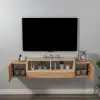 Morica Floating TV Stand - Atlantic Pine & Beige