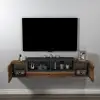Morica Floating TV Stand - Light Walnut & Anthracite