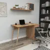Egros Wooden Leg Desk - Atlantic Pine & Anthracite