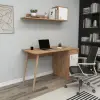 Egros Wooden Leg Desk - Atlantic Pine & White