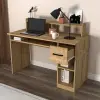 Milanos Computer Desk with Drawer and Shelves - Sapphire Oak