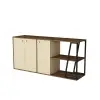 Avena Sideboard with Cabinets and Shelves - Light Walnut & Beige