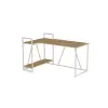 Lissa Corner Iron Leg Desk - Sapphire Oak & White