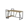 Lissa Corner Iron Leg Desk - Sapphire Oak & Black