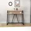 Lissa Iron Leg Desk with Shelf - Sapphire Oak & Black