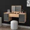Marie Wall Mounted Makeup Vanity Table with Mirror - Atlantic Pine & Anthracite
