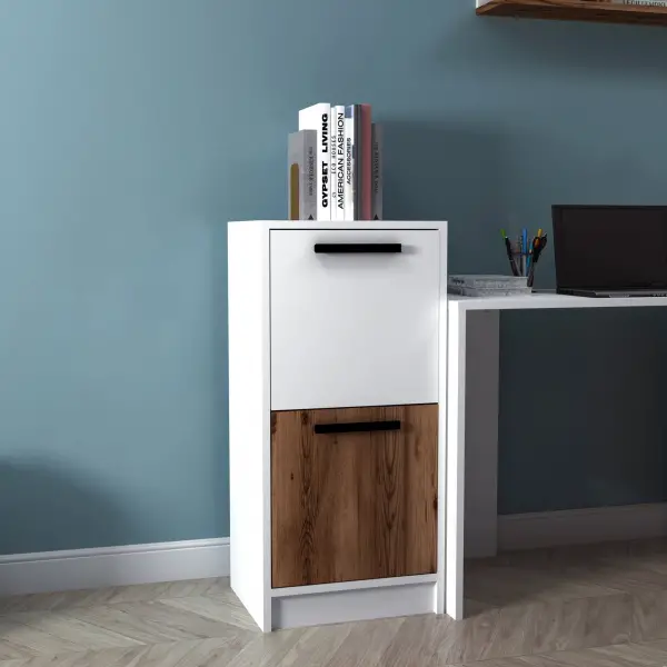 Viola Nightstand - White & Light Walnut