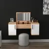 Marie Wall Mounted Makeup Vanity Table with Mirror - Atlantic Pine & White