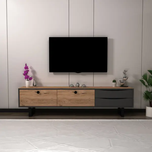 Mosso TV Stand and Media Console - Atlantic Pine & Anthracite