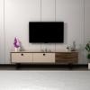 Mosso TV Stand and Media Console - Light Walnut & Beige