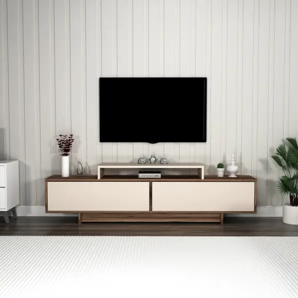Gaia TV Stand - Light Walnut & Beige