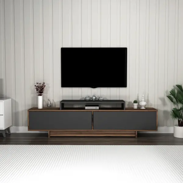 Gaia TV Stand - Light Walnut & Anthracite