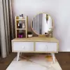 Cindy Makeup Vanity Table - White & Sapphire Oak