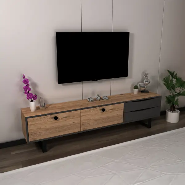 Mosso TV Stand and Media Console - Atlantic Pine & Anthracite