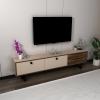 Mosso TV Stand and Media Console - Light Walnut & Beige
