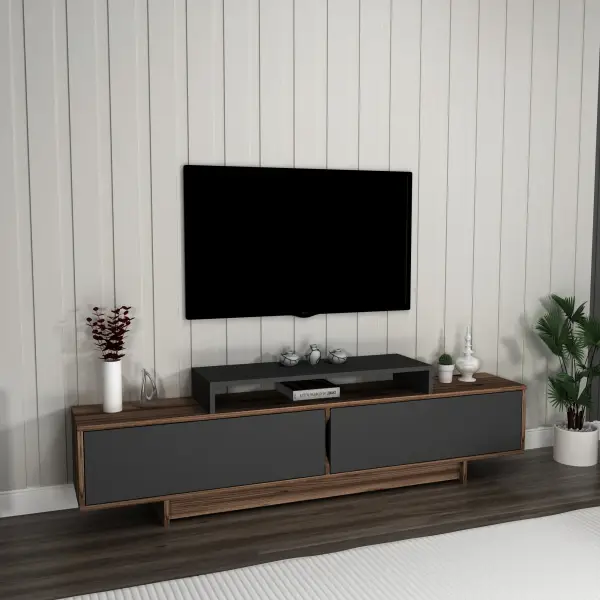 Gaia TV Stand - Light Walnut & Anthracite