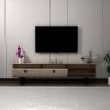 Mosso TV Stand and Media Console - Light Walnut & Beige