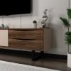 Mosso TV Stand and Media Console - Light Walnut & Beige