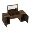 Marie Wall Mounted Makeup Vanity Table with Mirror - Light Walnut - Anthracite