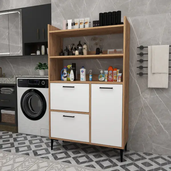 Caleb Multi-Purpose Bathroom Cabinet - Atlantic Pine & White