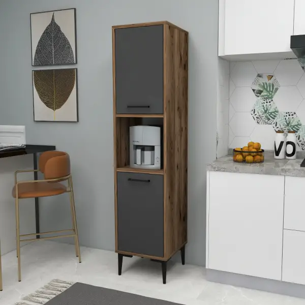 Dale Multi-Purpose Kitchen Cabinet - Light Walnut & Anthracite