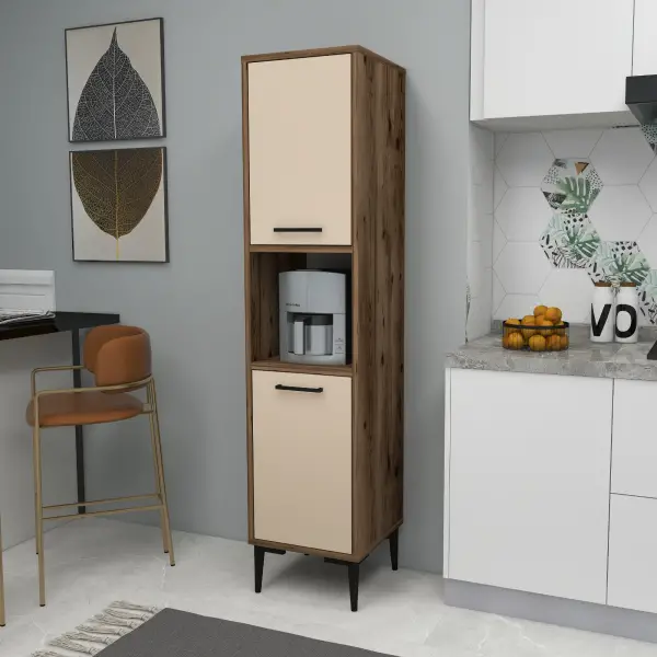 Dale Multi-Purpose Kitchen Cabinet - Light Walnut & Beige