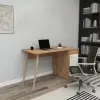 Noya Wooden Leg Desk - Atlantic Pine & White