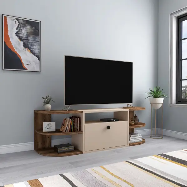 Tresa TV Stand - Light Walnut & Beige