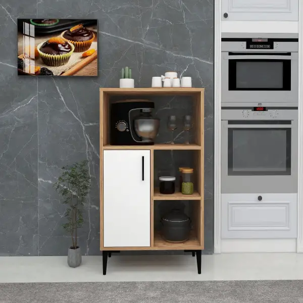 Seyan Multi-Purpose Kitchen Cabinet - Atlantic Pine & White
