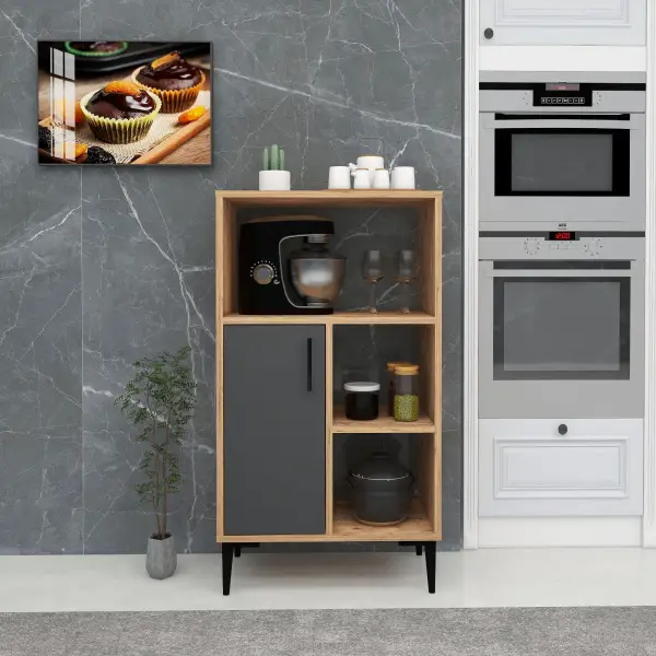 Seyan Multi-Purpose Kitchen Cabinet - Atlantic Pine & Anthracite