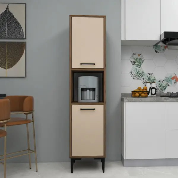 Dale Multi-Purpose Kitchen Cabinet - Light Walnut & Beige