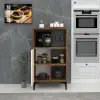 Seyan Multi-Purpose Kitchen Cabinet - Light Walnut - Beige