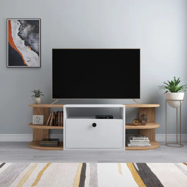 Tresa TV Stand - Atlantic Pine & White