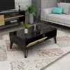 Oslo Coffee Table - Sapphire Oak & Black Marble Pattern
