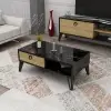 Oslo Coffee Table - Sapphire Oak & Black Marble Pattern
