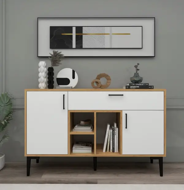 Timo Sideboard - Sapphire Oak & White