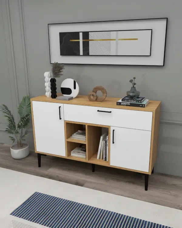 Timo Sideboard - Sapphire Oak & White
